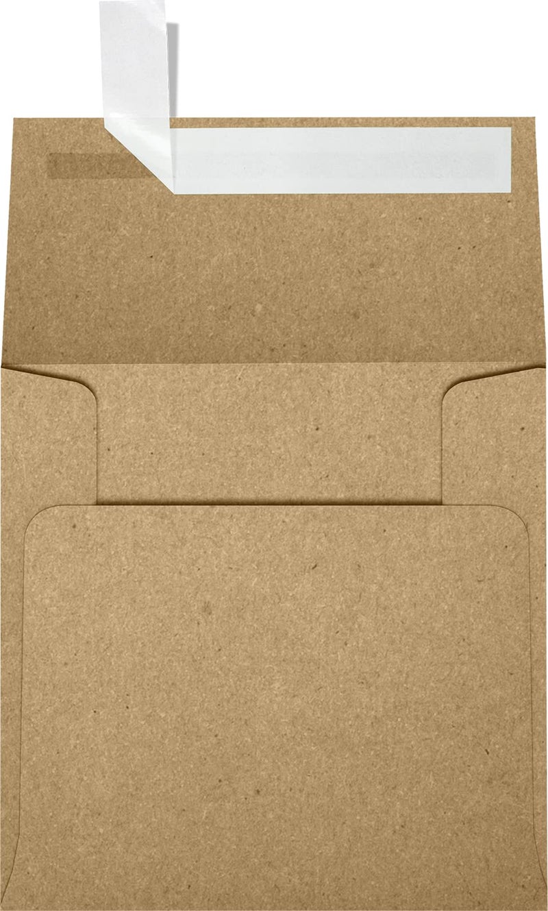 LUXPaper Square Invitation Envelopes | Peel & Press | 4" x 4" | Grocery Bag Brown | 70lb. Text | 50 Qty - Image 1